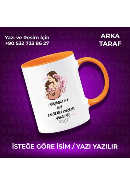 Annelere Özel Isimli Anneler Günü Hediyelik Renkli Kupa Bardak