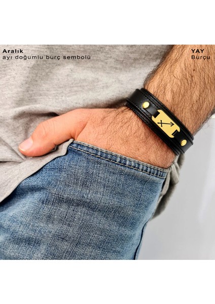 Aralık Ayı Doğumlarına Özel Derili Oval Motifli 14 Ayar Altın Plakalı Hediye BILEKLIK-438AY-SIYAH