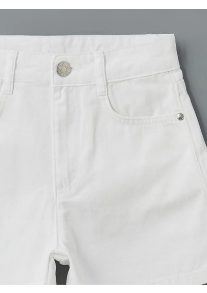 Lcw Kids Beyaz Beli Ayarlanabilir Lastikli Kız Çocuk Şort