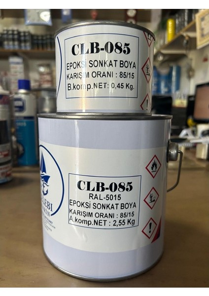 Çelebi Marin Epoksi Son Kat Boya RAL5015 Mavi 3 kg