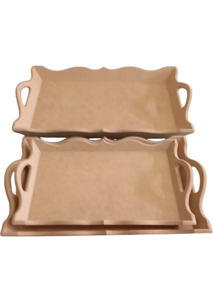 Mdf 3'lü Dekoratif Tepsi Seti