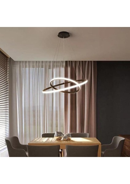 Ikili Halka Model Sarkıt Modern LED Avize 3 Renkli ( Beyaz-Günışığı-Sarı) fiyatları