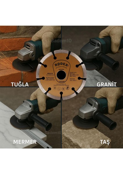 Elmas Disk 115 mm Beton, Mermer, Granit ve Taş Kesim Uyumlu Dayanıklı Kesme Taşı