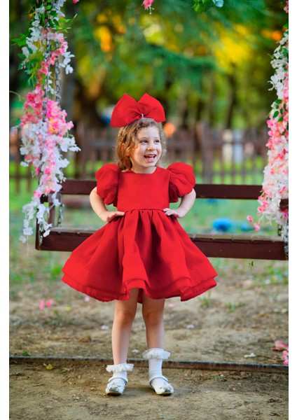 Kız Çocuk Abiye Kız Çocuk Elbise Kız Çocuk Düğün Elbise Karpuz Kol Karolin