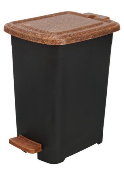ELF-W344 8 Lt Ahşap Desenli Slim Pedallı Plastik Çöp Kovası Iç Kovasız