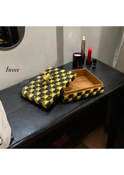 Siyah Gold 20X10 cm Gerçek Kemik Dekoratif ve Takı ve Kutusu