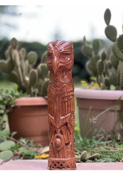 Şahin Totem – 30 cm El Oyma Ahşap Heykel Vernikli fiyatları