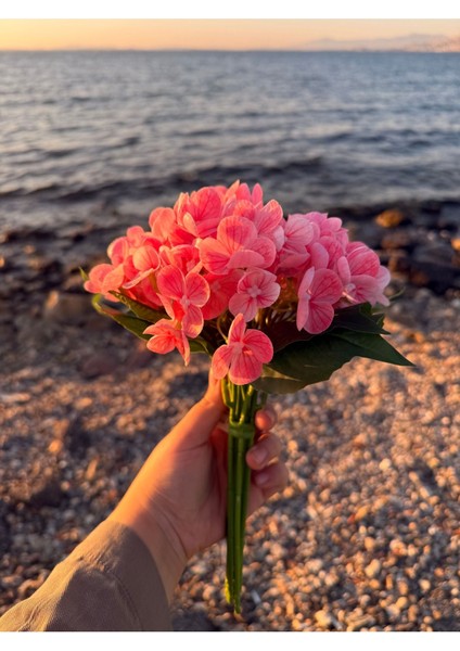 Pembe Islak Ortanca Yapay Çiçek Yüksek Kalite fırsatları
