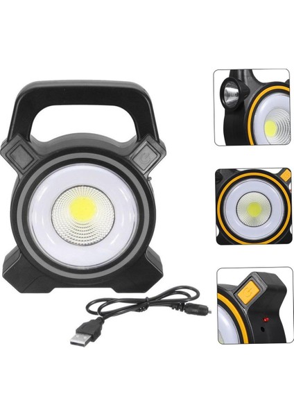 Powermaster JY-819A Cob ve Angel Led’li 3 Modlu Solar USB Şarjlı Çalışma Lambası El Feneri Işıldak Kamp Lambası LED