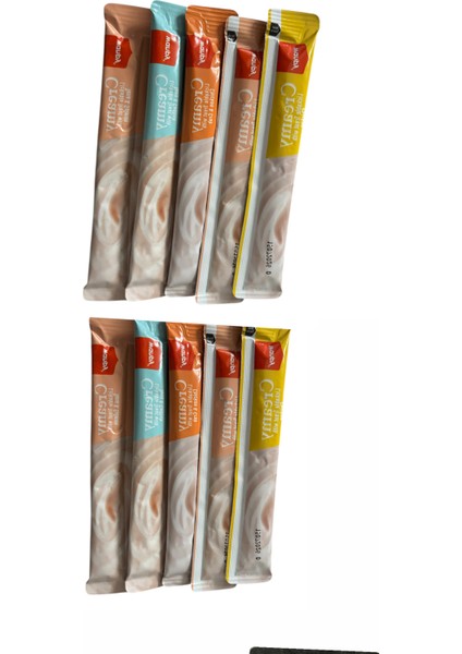 Karışık 10 Paket Lezzetli Krema Kedi Ödülü Wanpy Crema kedi maması tercih edilebilir Evcil hayvanlar için veya sokak kedilerine uygundur. modelleri