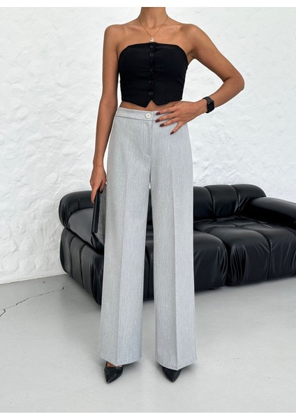 Yüksek Bel Straight Fit Palazzo Pantolon