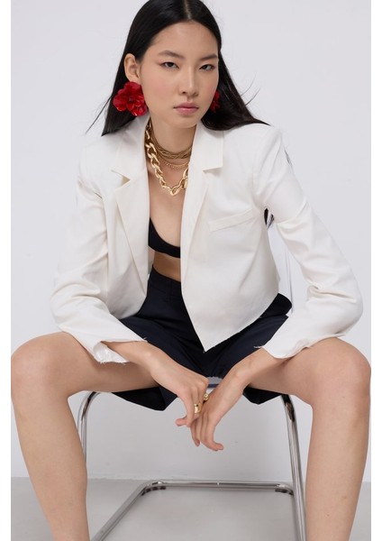 Miracotton Crop Keten Blazer Ceket