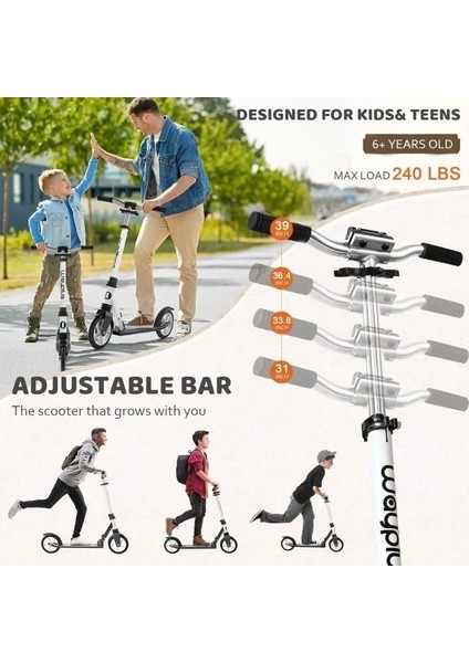 Kick Scooter 6 Yaş ve Üzeri Beyaz