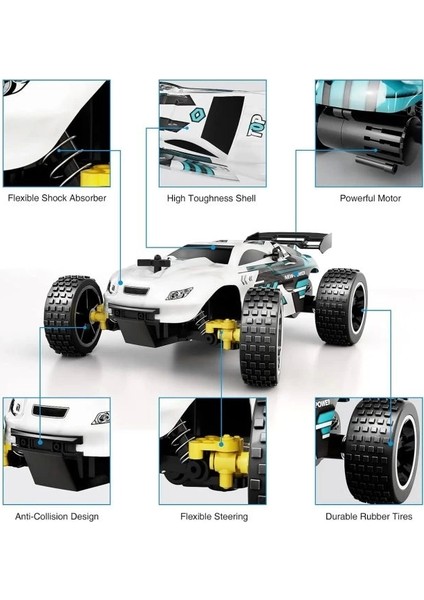 Ecnock Rc 2.4ghz Yüksek Hızlı Uzaktan Kumandalı Araba Beyaz