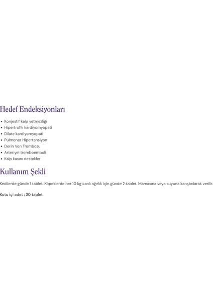 Cardio Kedi Köpek Kalpsağlığı Destekleyici Yenilebilir Tablet 30'lu modelleri