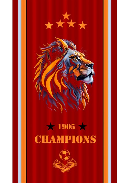 Çocuk ve Bebek Odası Sarı Kırmızı Taraftar Futbol Serisi Fon Perde Tek Kanat (Child Room Curtain)