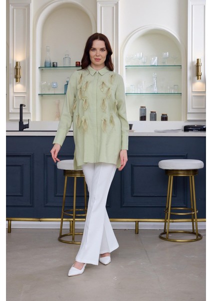 Kuş Tüylü Ipek Cupra Gömlek