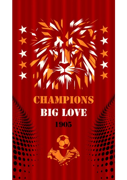Çocuk ve Bebek Odası Sarı Kırmızı Taraftar Futbol Serisi Fon Perde Tek Kanat (Child Room Curtain)