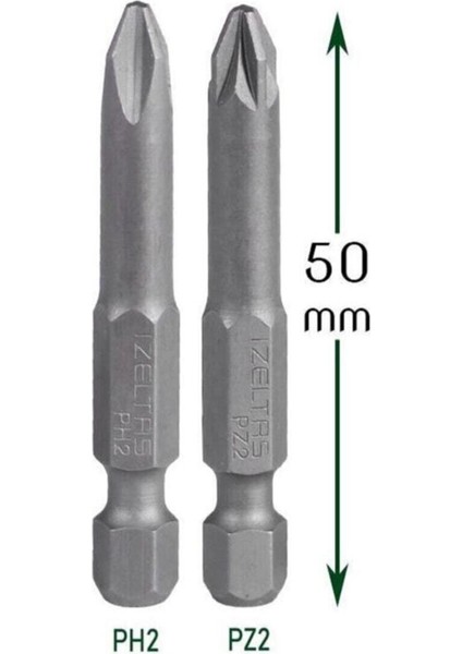 2'li Yıldız Bits Uç Ph2 Pz2 Matkap Ucu Seti 50 mm