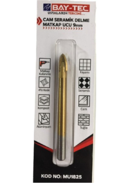 Bay-Tec MU1825 Cam Seramik Delme Matkap Ucu 9mm