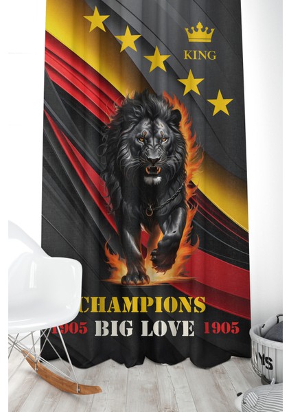 Çocuk ve Bebek Odası Sarı Kırmızı Taraftar Futbol Serisi Fon Perde Tek Kanat (Child Room Curtain)