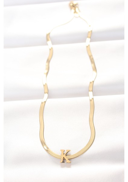 316L Çelik K Harfli Gold Renk Italyan Zincirli Kolye fiyatları