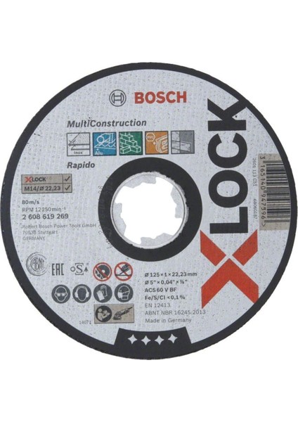 - X-Lock - 125*1,0 mm Çoklu Malzemelerde Kullanım Için Düz Kesme Diski (Taş)