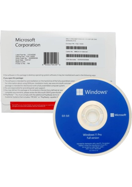 Windows 11 Pro Ön Yükleme DVD Sadece Işletim Sistemini Yeniden Kurmak Içindir. Lisans Içermez