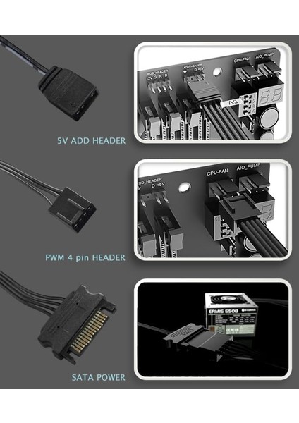 Rjk 5V Argb-Pwm Fan Kontrolcü 8 Port Pwm + 8 Port Argb Bağlantı Noktası (0R40B00225)
