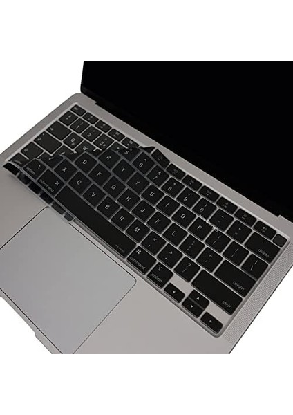 Macbook Air M1 13.3inç Klavye Koruyucu Touchıd'li (Us-Abd Ingilizce) A2179 A2337 ile Uyumlu Siyah