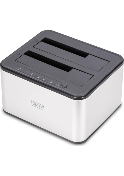 DA-71540-2 - Çift Sata HDD Yerleştirme Istasyonu - USB 3.0 - 2,5 Inç / 3,5 Inç SSD ve Sabit Disk Için - Sata 3 - Klon Fonksiyonlu - Tak ve Çalıştır - Gri
