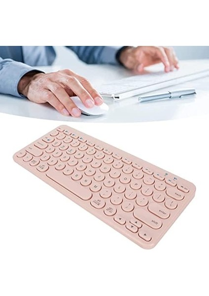 B380 Bluetooth Bağlantılı Ince Ergonomik Tasarım IPad Ile Uyumlu Taşınabiilir Telefon Tablet Için Ingilizce Q Bluetooth Bağlantılı Klavye (Pembe)