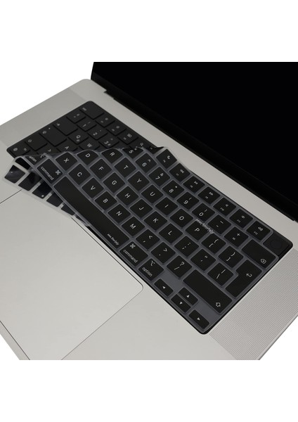 Macbook Kılıf M1-M2-M3-M4 Air Pro Klavye Koruyucu Ingilizce Baskılı (Uk-Eu) Touchıd'li A2681 A2941 A2442 A2485 ile Uyumlu Siyah