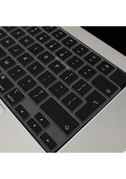 Macbook Kılıf M1-M2-M3-M4 Air Pro Klavye Koruyucu Ingilizce Baskılı (Uk-Eu) Touchıd'li A2681 A2941 A2442 A2485 ile Uyumlu Siyah