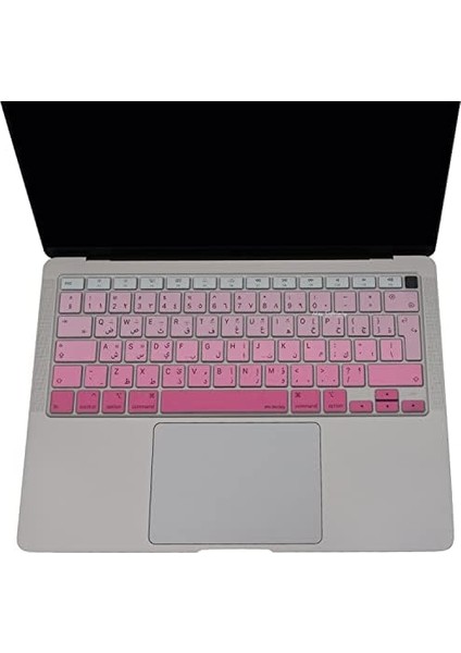 Arapça Klavye Koruyucu Macbook Air M1 13INÇ (Touchıd'li Air) A2337 A2179 Uk Enter ile Uyumlu Gradient Pembe