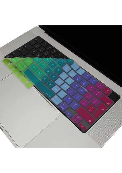 Macbook M1-M2-M3 Air Pro Klavye Koruyucu (Uk-Eu Ingilizce) Touchıd'li A2681 A3113 A2941 A3114 A2442 A2779 A2992 A2918 A2485 A2780 A2991 ile Uyumlu Dazzle Pembe Yeşil