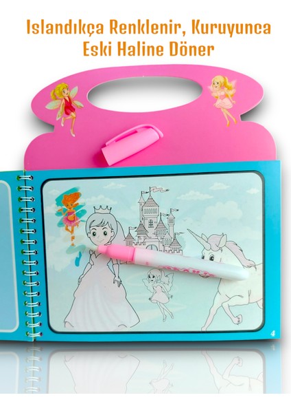 Sihirli Boyama Kitabı, Tekrar Kullanılabilir (1-5 Yaş) Prenses