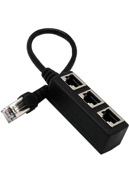 RJ45 3'lü Dağıtıcı Splitter, RJ45 Dağıtıcı, 3lü Ethernet Uzatma Kablosu, Kablo, 3 Sokete Fiş, Aktarım Bağlantısı, Ayırıcı