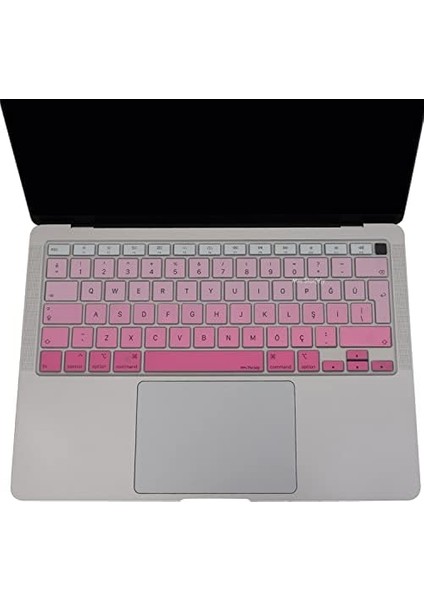 Macbook Air M1 13INÇ Klavye Koruyucu Türkçe Q (Touchıd'li) A2179 A2337 ile Uyumlu Gradient Pembe