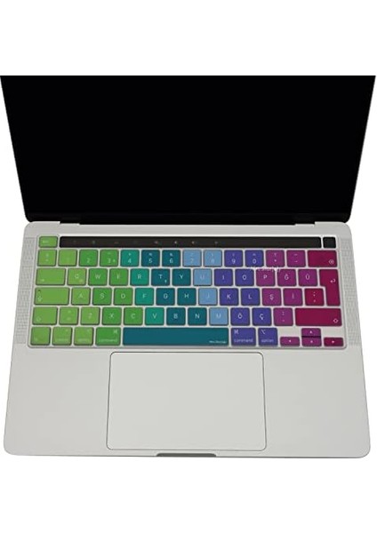 Macbook Pro M1-M2 13INÇ Klavye Koruyucu Türkçe Q (Touchbarlı) A2338 A2289 A2251 A2141 ile Uyumlu Dazzle Pembe Yeşil