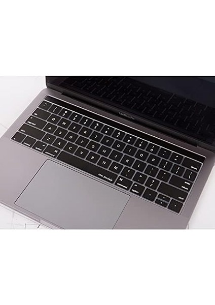 Macbook Pro Klavye Koruyucu (Us-Abd Ingilizce) Touchbarlı A1706 A1989 A2159 A1707 A1990 ile Uyumlu Siyah
