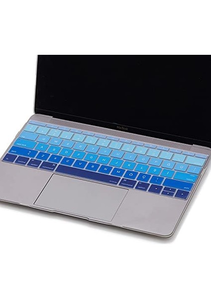Laptop Macbook Pro Klavye Koruyucu (Us To Tr) 13INÇ A1708-13INÇ A1534 ile Uyumlu Ombre Lacivert Mavi