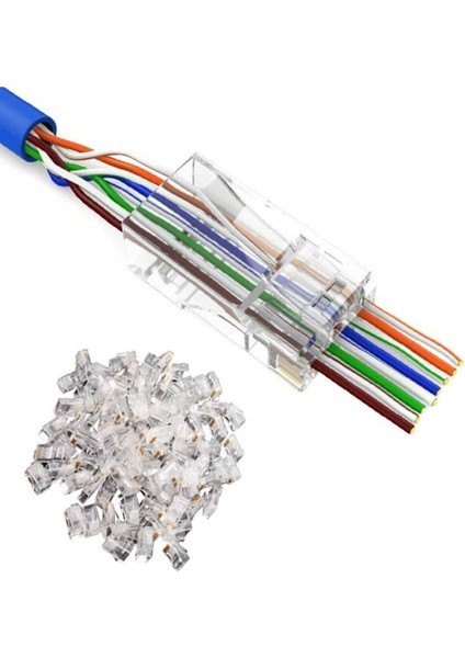Yeni Nesil Delikli Cat6/cat5 RJ45 Jack Konnektör Utp 100 Adet 4381