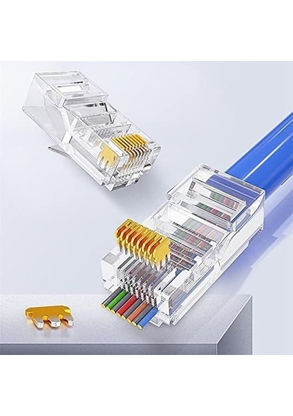 Yeni Nesil Delikli Cat6/cat5 RJ45 Jack Konnektör Utp 100 Adet 4381 fiyatları