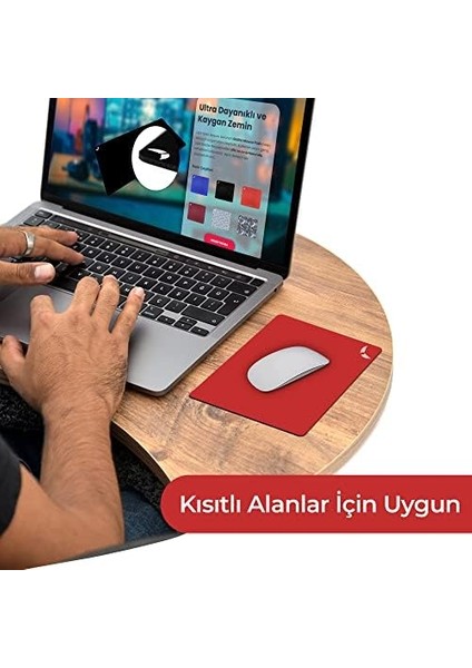 Mini Office Mouse Pad 22X18 Cm, Küçük Boy - Small Ofis Tipi Kaymaz Taban Mouse Ped, Fare Altlığı, Düz Masa Koruyucu Klavye Altı Mousepad (Kırmızı)