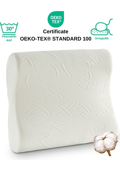 Medical/medikal, Boyun Destekli Çift Taraflı Ortopedik Visco Visko Yastık 51 x 41 x 13-11 cm 1250GR