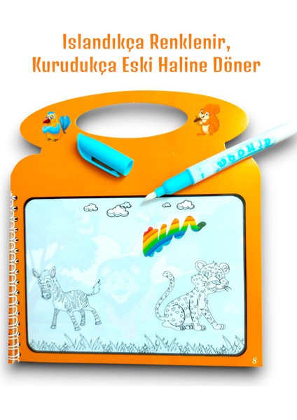 Sihirli Boyama Kitabı Tekrar Kullanılabilir (1-5 Yaş) Hayvanlar