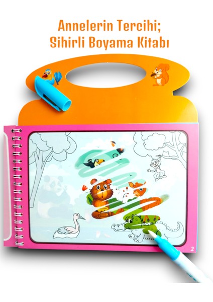 Sihirli Boyama Kitabı Tekrar Kullanılabilir (1-5 Yaş) Hayvanlar