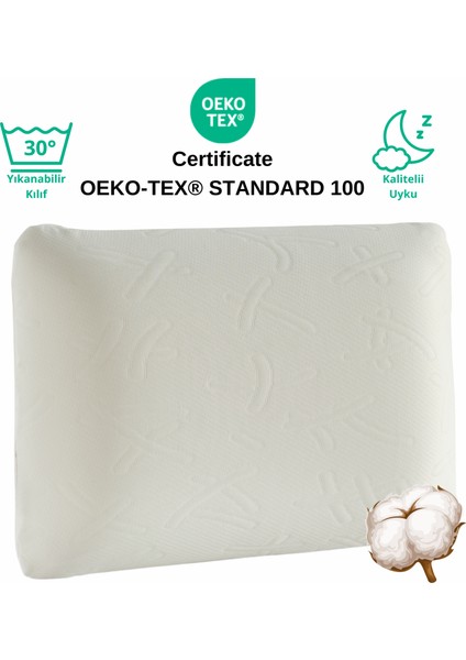 Ortopedik, Sertifikalı Visco Sünger Yastık 60 x 40 x 15 cm 1250 gr Omuz/boyun Destekli