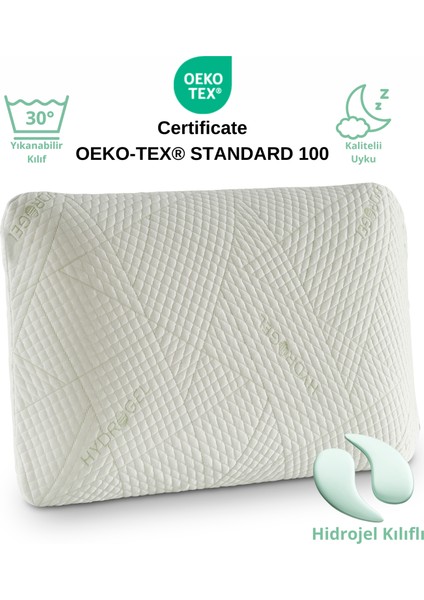 Hidrojel Hydrogel Kılıf Visco Visko Bütün Sünger Yastık 60 x 40 x 15 cm 1350 gr Omuz/boyun Destekli